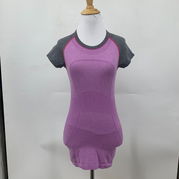 Lululemon Run Swiftly Tech Shirt Womens 4 Plum Gray Seamless Short Sleeve *READ - Picture 2 of 14